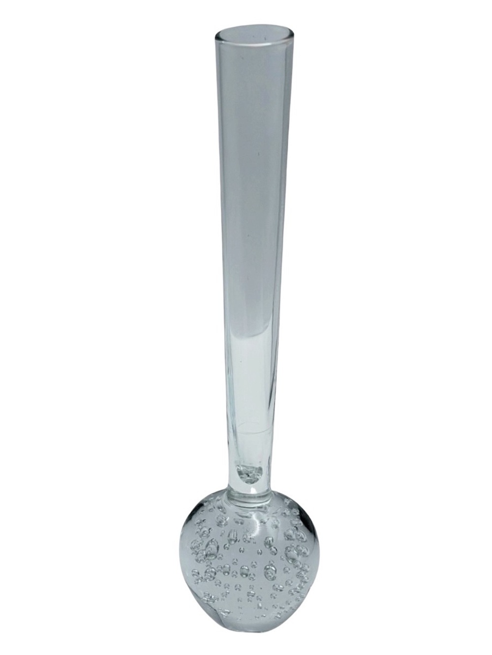 Vintage Scandinavian Style Hand-Blown Glass Bud Vase w/ Bubble Spherical Base